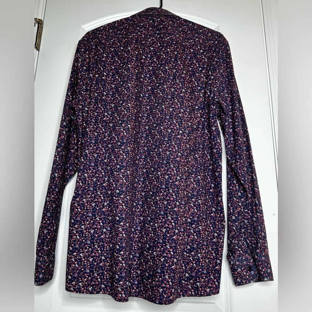 Soul of London Preppy Floral Shirt Navy 16.5 Modern Fit Button Up - Picture 3 of 10